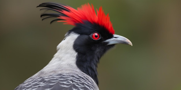 Um pássaro ruivo com cabeça preta e penas vermelhas