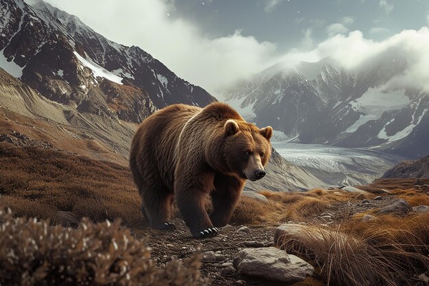 Um passeio confiante pelas montanhas grizzly