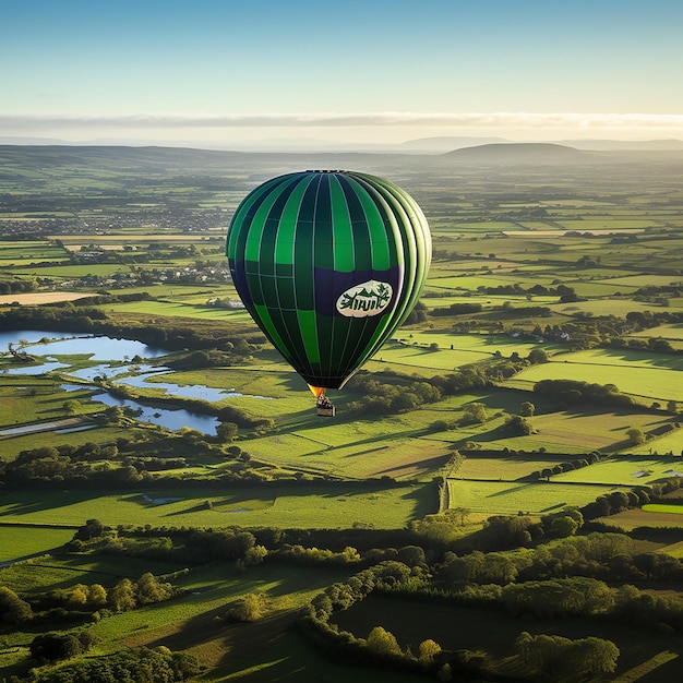 Um passeio de balão de ar quente em verde