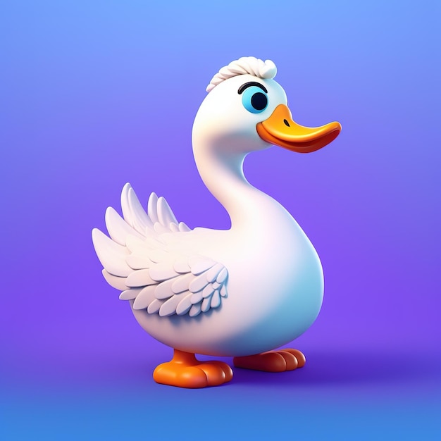 Um pato branco com fundo azul e a palavra pato nele