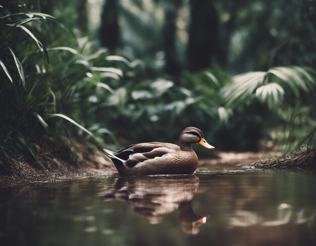 Um pato perto da água