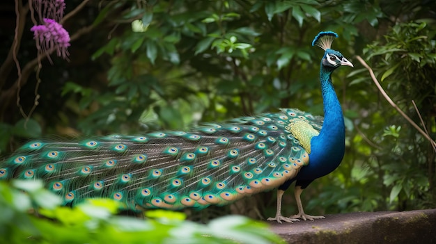 Um pavão confiante exibindo suas coisas geradas por IA