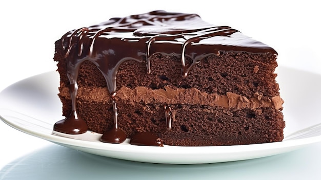 Um pedaço de bolo de chocolate em um prato