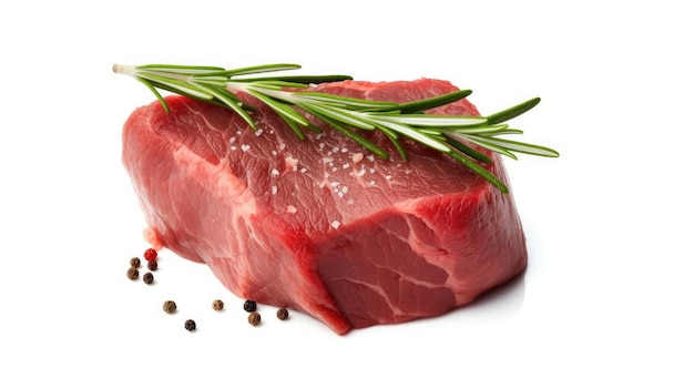 Foto um pedaço de carne com um raminho de alecrim.