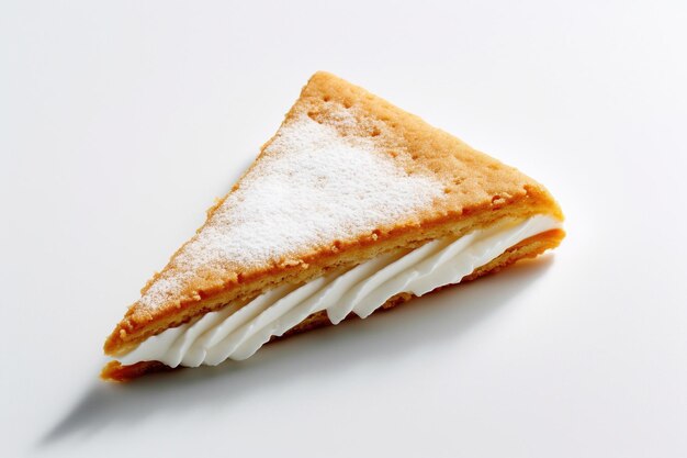 um pedaço de cheesecake em uma mesa branca para texto