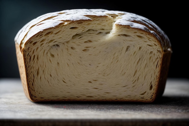 Um pedaço de pão branco em cima de uma mesa