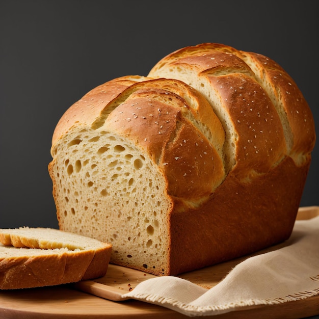 Um pedaço de pão com a palavra pão nele