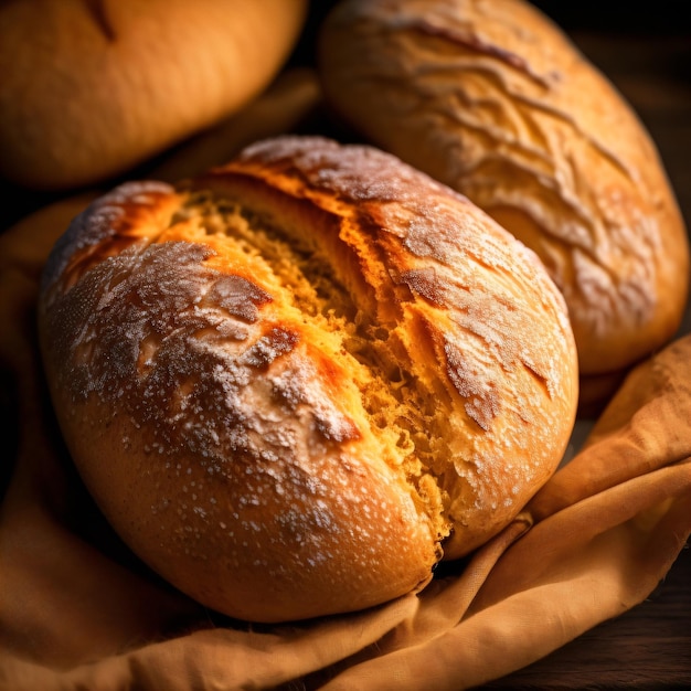 Um pedaço de pão com a palavra pão nele