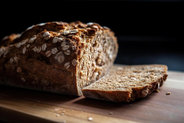 Foto um pedaço de pão com farinha de aveia nele