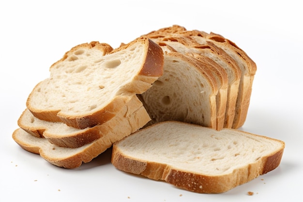 Um pedaço de pão é cortado em fatias.