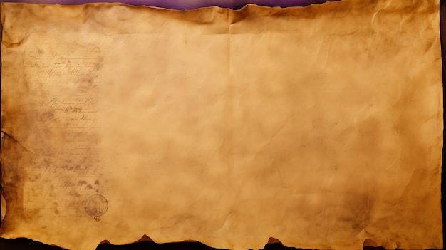 um pedaço de papel muito antigo com um fundo roxo e roxo