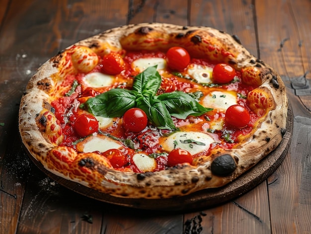 Um pedaço de pizza de tomate.
