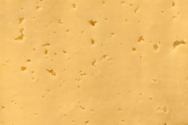 Foto um pedaço de queijo amarelo com furos close-up.