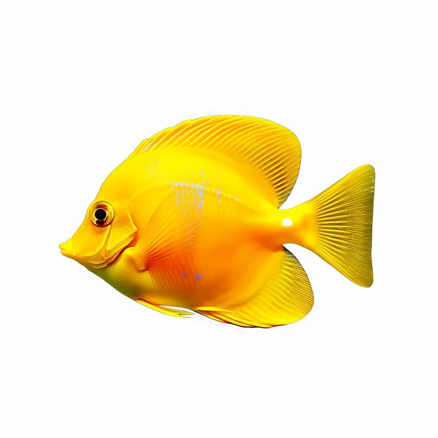 Foto um peixe amarelo com um fundo branco