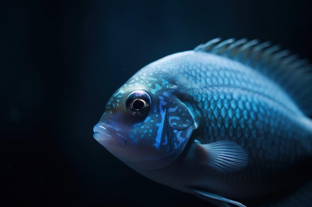 Um peixe azul com a palavra peixe nele