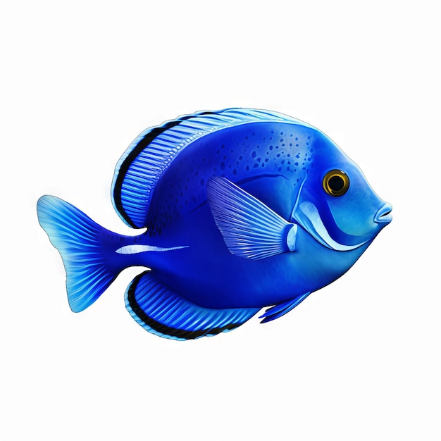 Um peixe azul com uma faixa preta na parte inferior