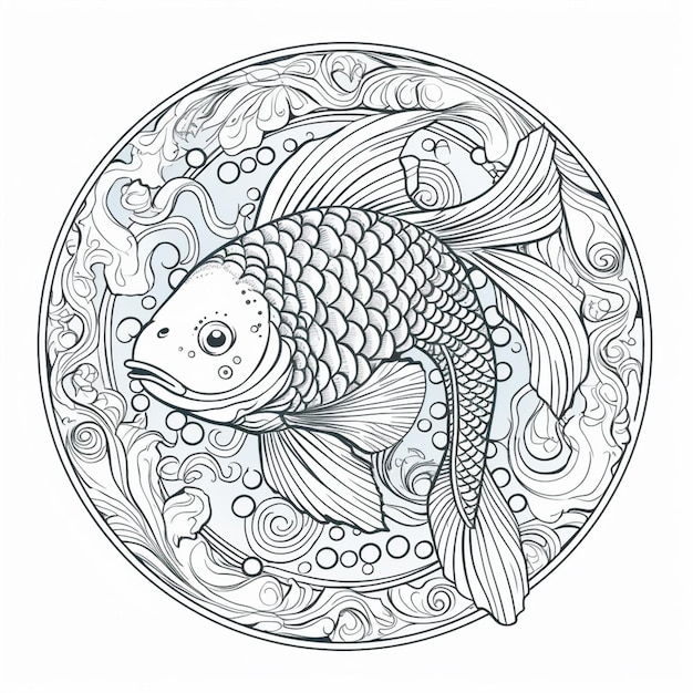 Um peixe com um desenho circular no seu corpo generativo ai