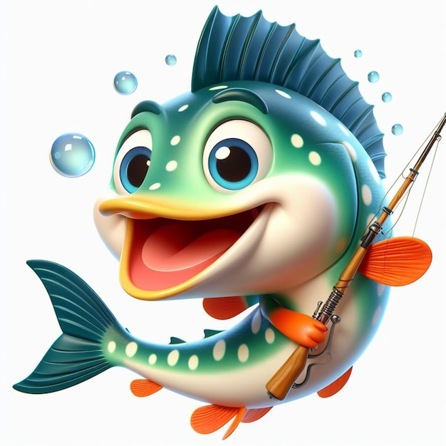 Foto um peixe com um peixe na boca e um peixe no fundo