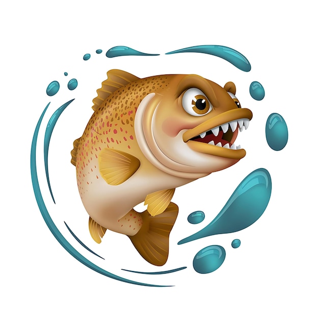 um peixe com uma boca grande e um peixe grande no meio dela