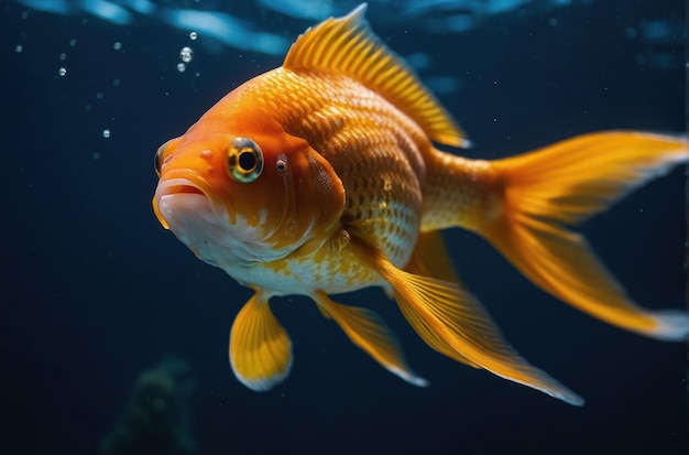 Um peixe dourado nas profundezas do mar