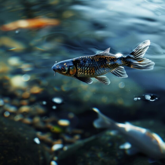 Foto um peixe nadando na água