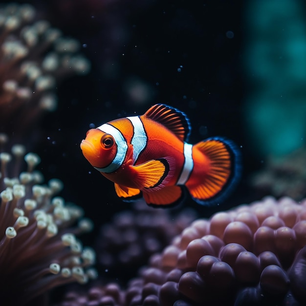 Um peixe que é laranja e branco