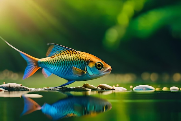 Foto um peixe que está na superfície da água