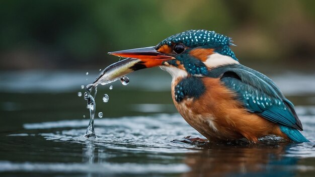 Foto um peixe-rei a banhar-se na água