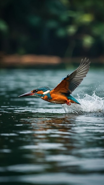 Foto um peixe-rei a banhar-se na água