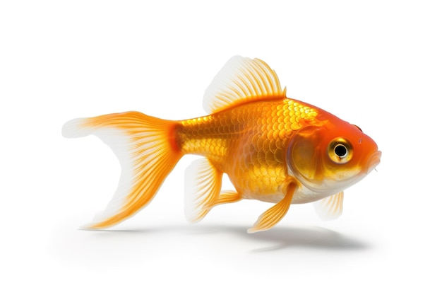 Um peixinho dourado com fundo branco e a palavra ouro nele.