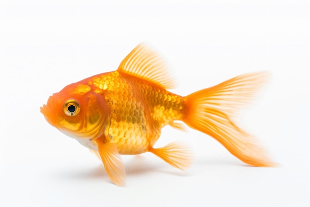 Um peixinho dourado com fundo branco