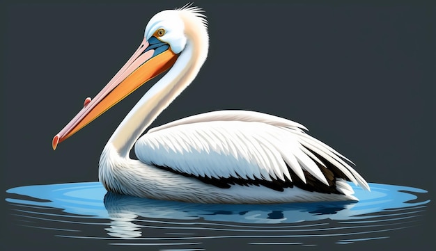 Um pelicano está nadando na água.