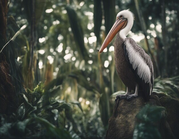 Foto um pelicano na selva