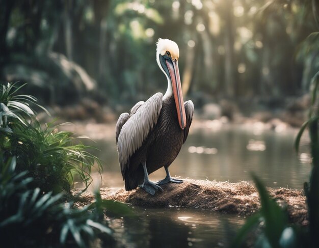 Foto um pelicano na selva