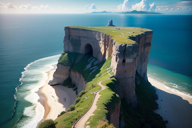 Um penhasco na costa da frança