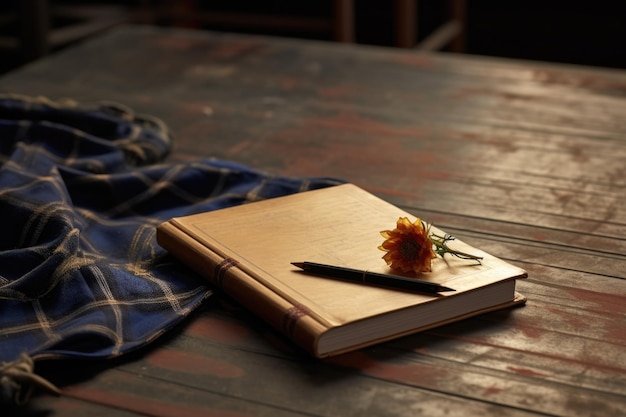 Foto um pequeno caderno ao lado de um livro grande