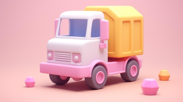 um pequeno caminhão 3D fofo que captura corações com seu charme Esta maravilha em miniatura meticulosamente trabalhada apresenta detalhes intrincados que o trazem à vida, desde suas rodas pequenas até sua carga minúscula
