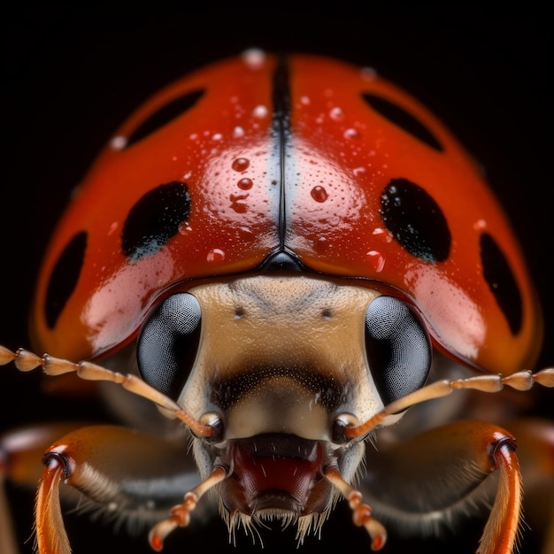 Foto um pequeno close de joaninha