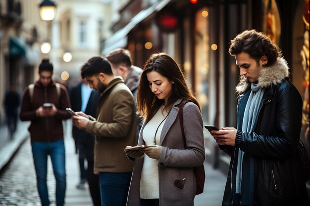 Um pequeno grupo de pessoas a enlouquecer com os seus smartphones