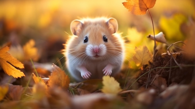 Um pequeno hamster bonito na grama.