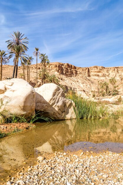 Foto um pequeno lago no deserto de wadi rum