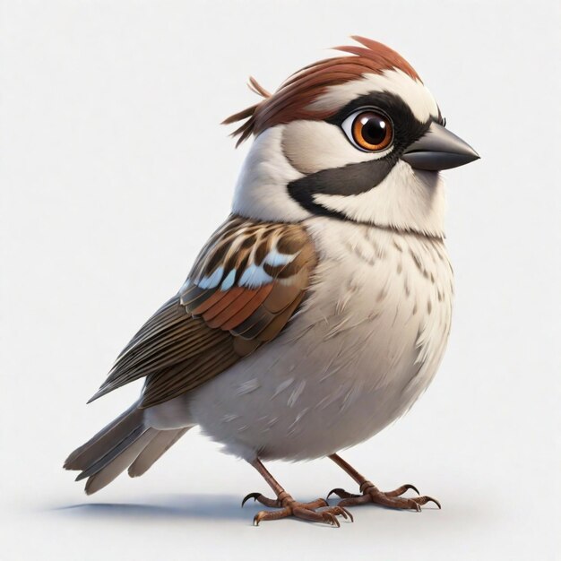 Foto um personagem 3d de pássaro em um fundo branco