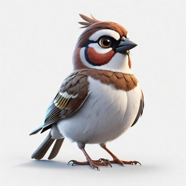 Foto um personagem 3d de pássaro em um fundo branco