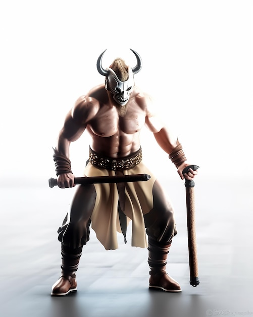 Um personagem com um capacete e uma espada