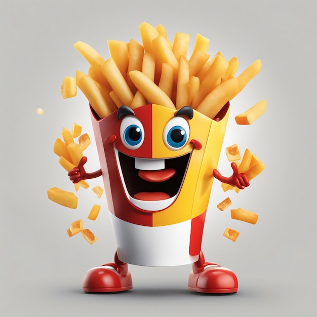 Um personagem de desenho animado com batata frita