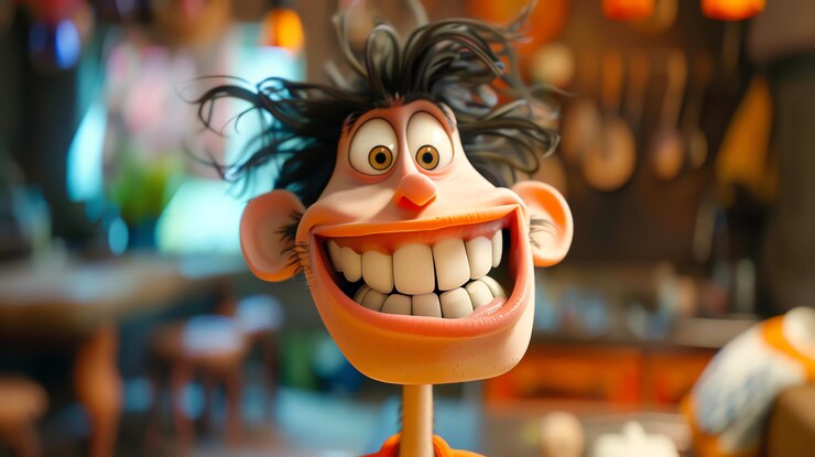 Foto um personagem de desenho animado com um grande sorriso