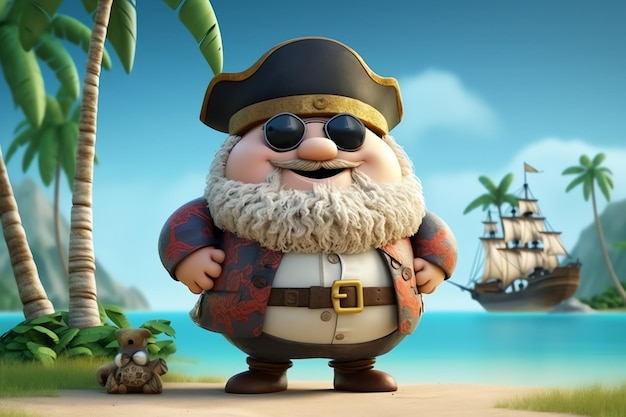 Um personagem de desenho animado da série animada pirata.