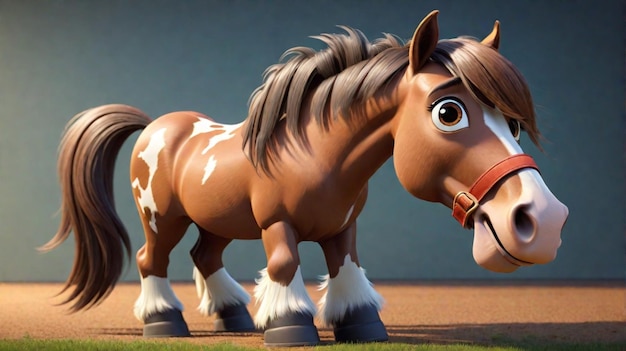Foto um personagem de desenho animado de cavalos em 3d