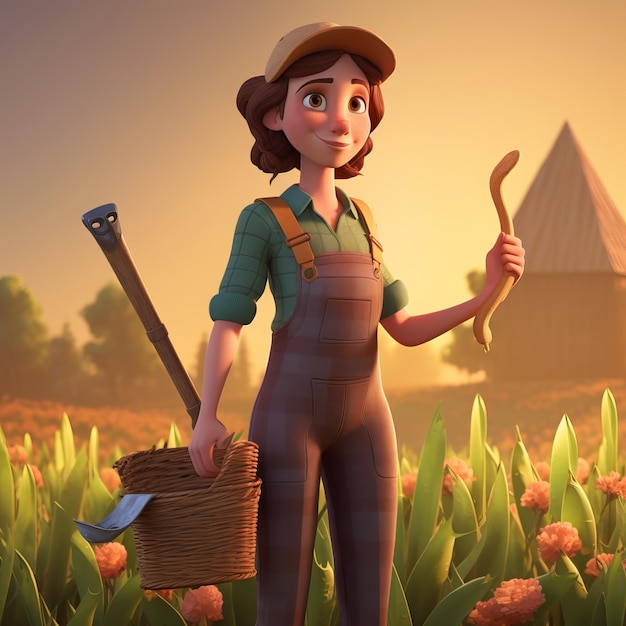 Foto um personagem de desenho animado de fazendeiro