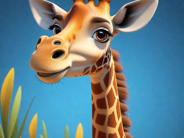 Foto um personagem de desenho animado de girafa 3d